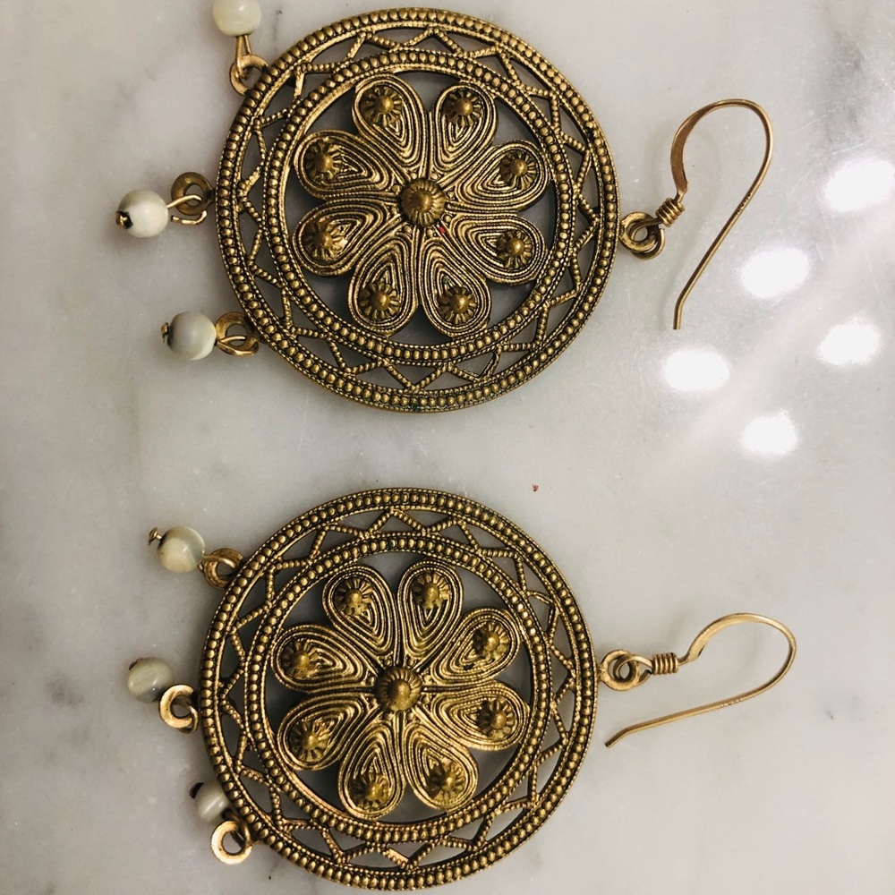 Gold medallion earrings